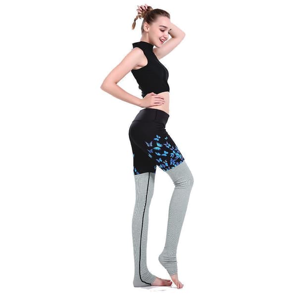 Blå fjärils Yoga Leggings