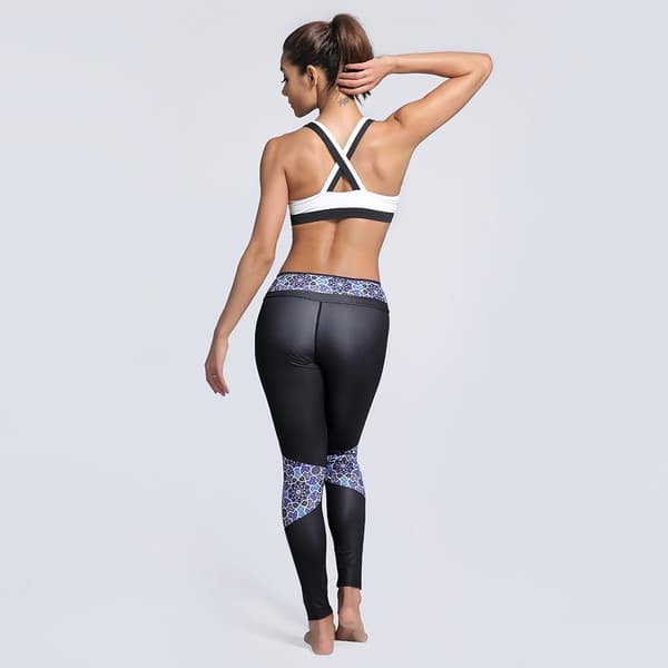 Svarta Yoga Leggings Med Mönster