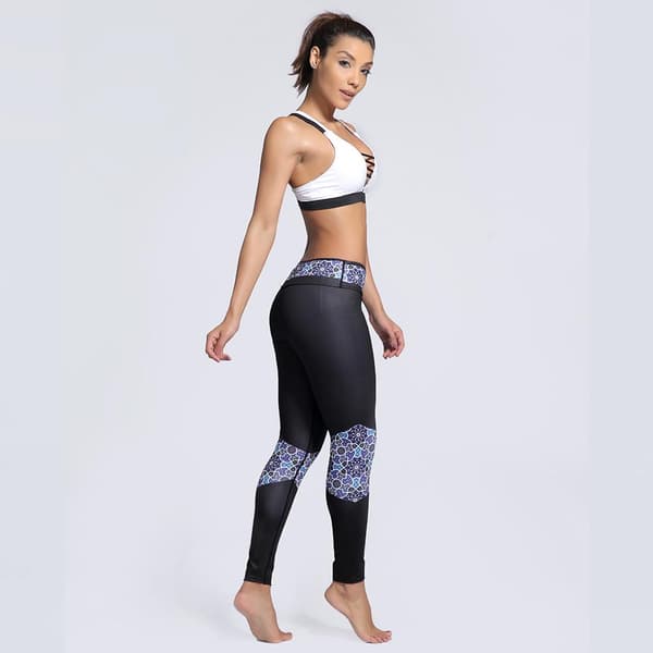 Svarta Yoga Leggings Med Mönster
