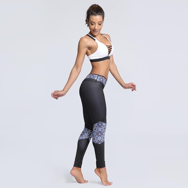 Svarta Yoga Leggings Med Mönster