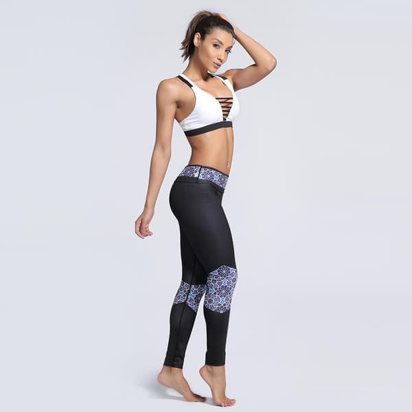 Svarta Yoga Leggings Med Mönster