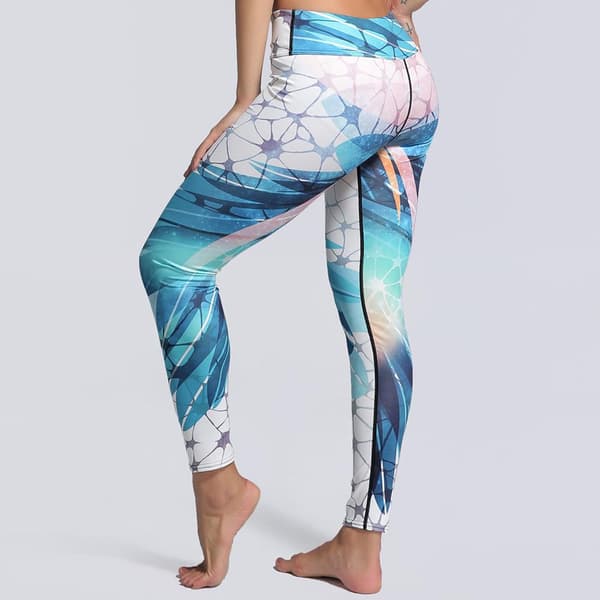 Blå Grön Mönstrade Leggings