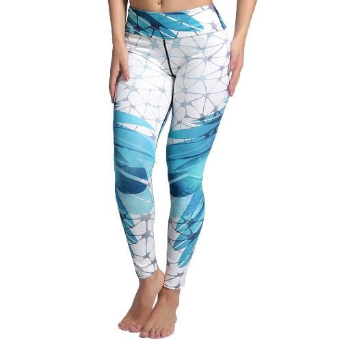 Blå Grön Mönstrade Leggings