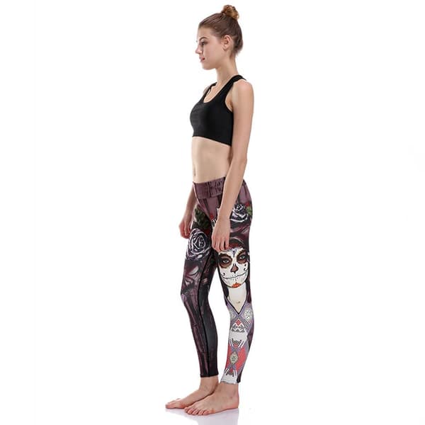 Dark Tatto Woman and Rose Yoga Leggings