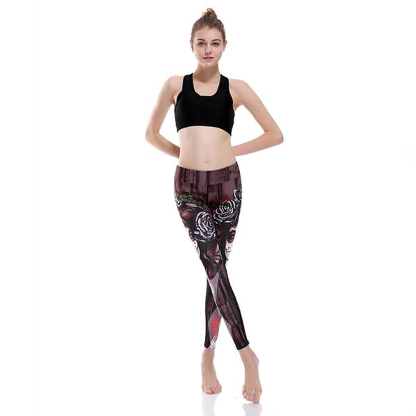 Dark Tatto Woman and Rose Yoga Leggings