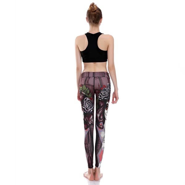 Dark Tatto Woman and Rose Yoga Leggings