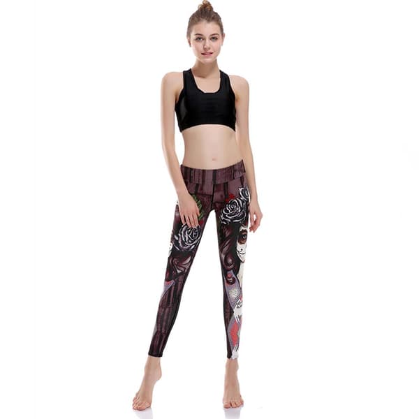 Dark Tatto Woman and Rose Yoga Leggings