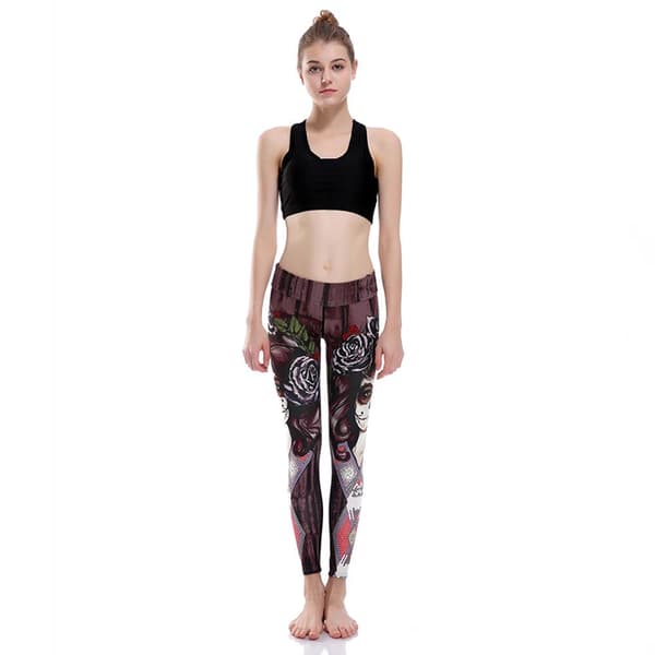 Dark Tatto Woman and Rose Yoga Leggings