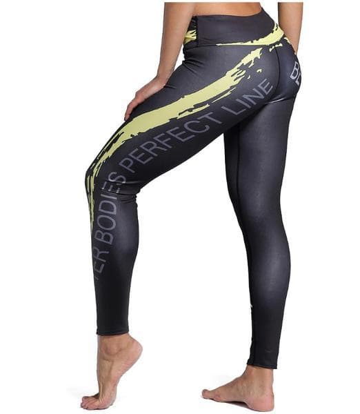 Svarta Yoga Leggings Med Gul Rand Small