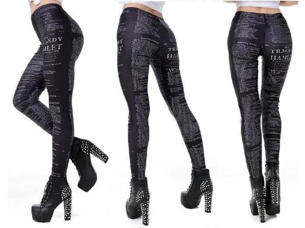 Mönstrade leggings med text