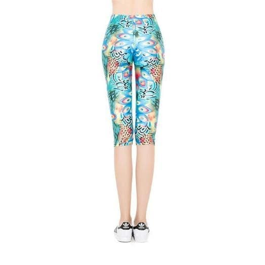 Blå Mönstrade Capri Leggings