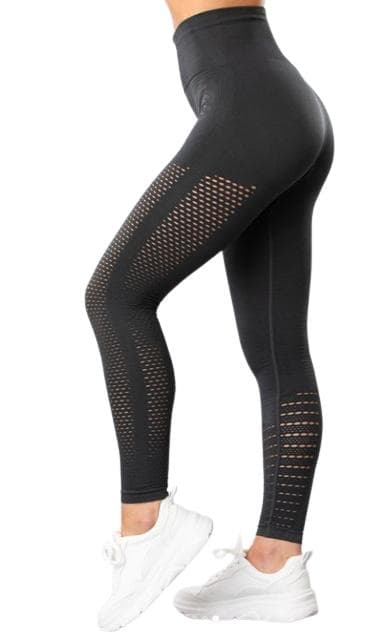 Mörkgrå Seamless Tights Leggings Mesh