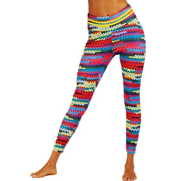 Stickmönstrade Yoga Leggings Large