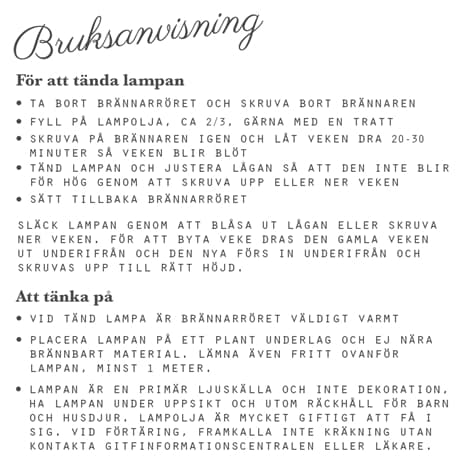 Hängande Fotogenlampa Svart/Mässing
