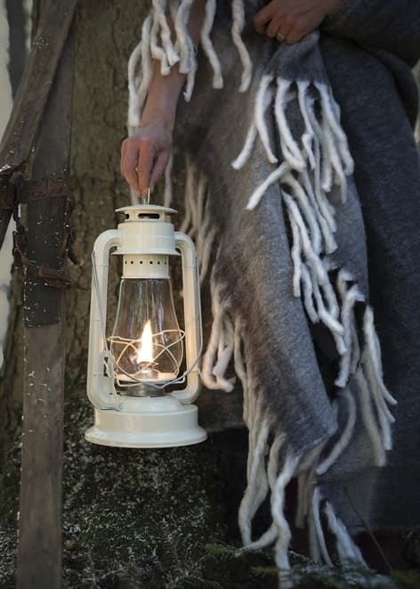 Hurricane Lantern White/Brass Large