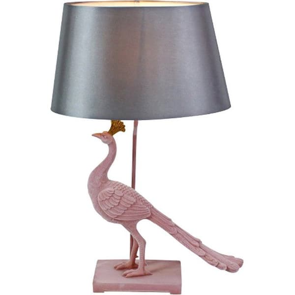 LAMPADA DA TAVOLO PAVONE 51X25,5X62CM ROSA/GRIGIO