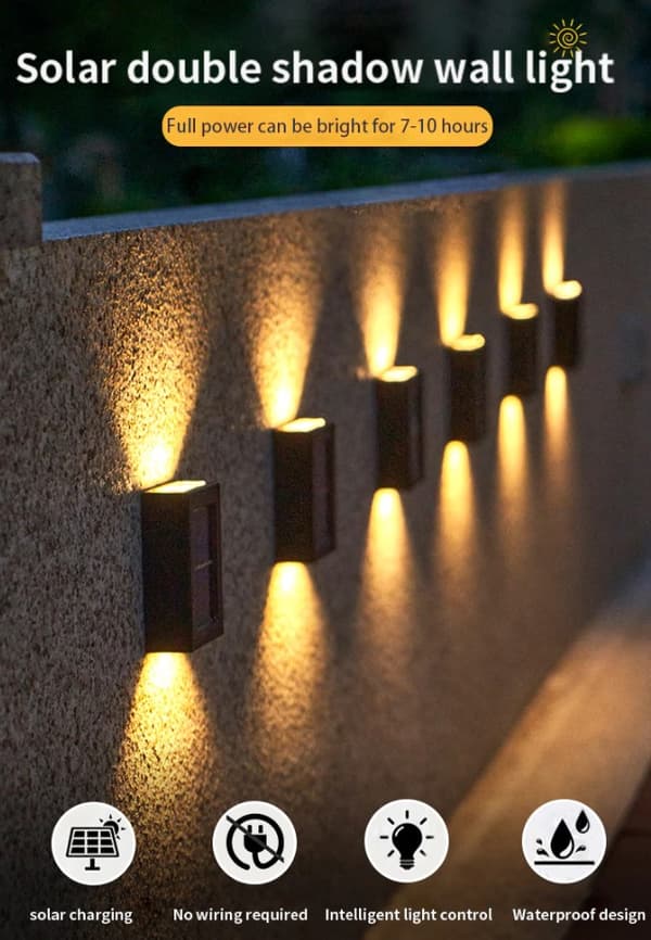 Solcellslykta / Solcellslampa, 2x LED, Vägg och marklykta, solceller, IP65