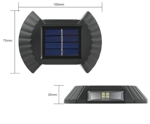 Solcellslampa för mark & väggmontering, 8LED, IP67 vädertålig, 4-pack