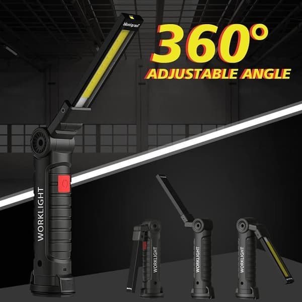 2 st USB-uppladdningsbara arbetslampor, cob-arbetslampa ficklampa med magnetisk bas, 5 lägen rött vitt ljus l[A855]