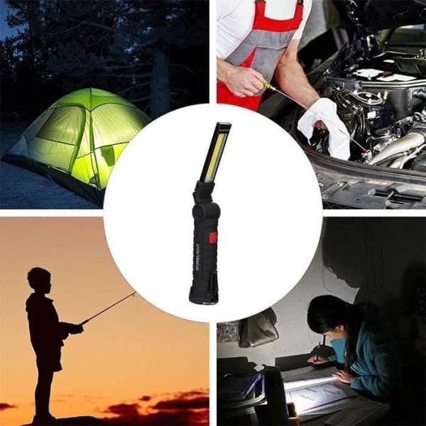 Uppladdningsbar arbetslampa Verkstadslampa COB Torch Ficklampa med magnetisk bas 5 lägen Vit-rött ljus No38037