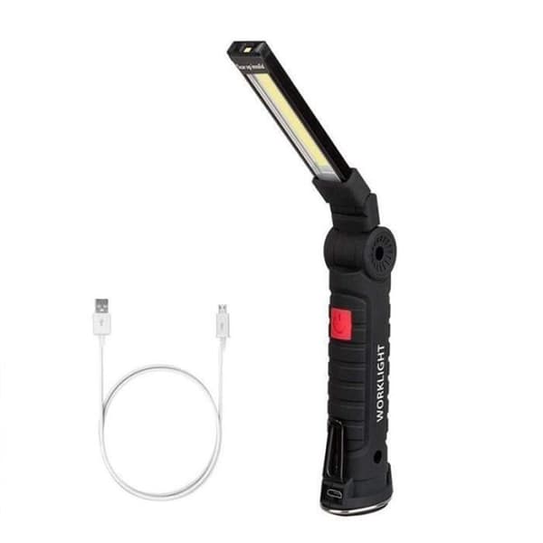 Uppladdningsbar arbetslampa Verkstadslampa COB Torch Ficklampa med magnetisk bas 5 lägen Vit-rött ljus No38037