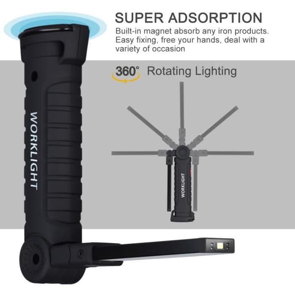 Bärbar LED USB Uppladdningsbar arbetslampa med magnetisk hållare HB033 #118