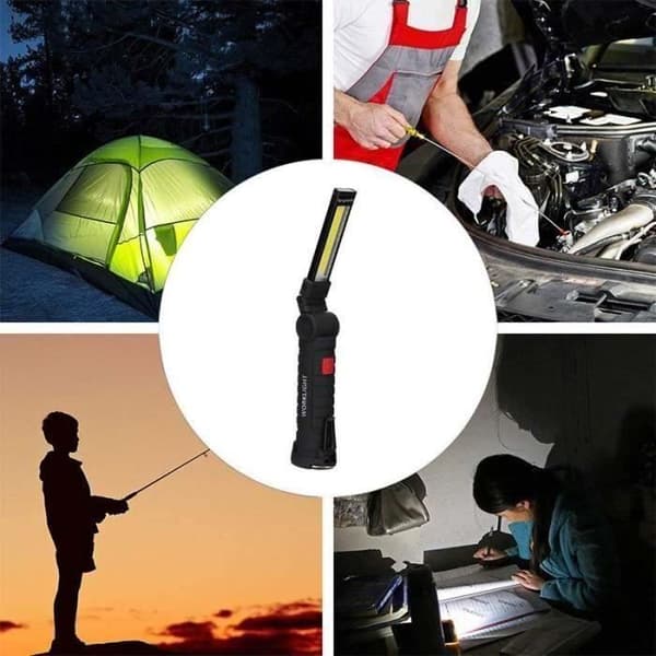 Uppladdningsbar arbetslampa Verkstadslampa COB Torch Ficklampa med magnetisk bas 5 lägen Vit-rött ljus Bo29762