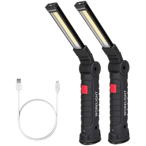 Uppladdningsbar arbetsljuslampa Verkstad COB ficklampa ficklampa med magnetisk bas 5 lägen Vit-Rött ljus Camp 38