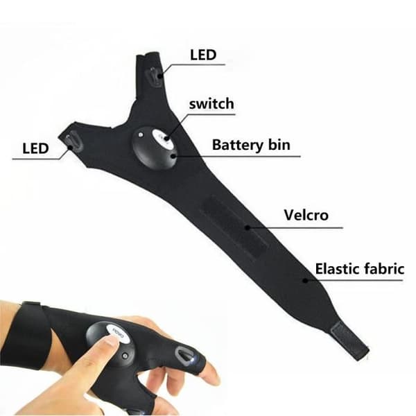 Vänsterhand - Fiske Magic Strap Reparation, Finger Handske, Led Ficklampa, Torc Cover