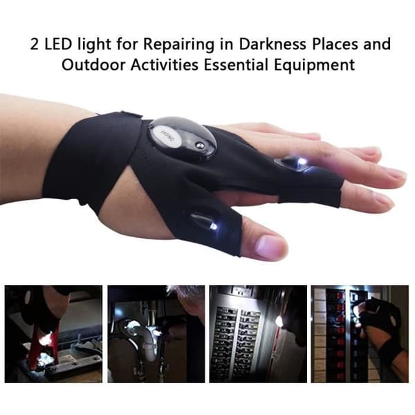 Vänsterhand - Fiske Magic Strap Reparation, Finger Handske, Led Ficklampa, Torc Cover