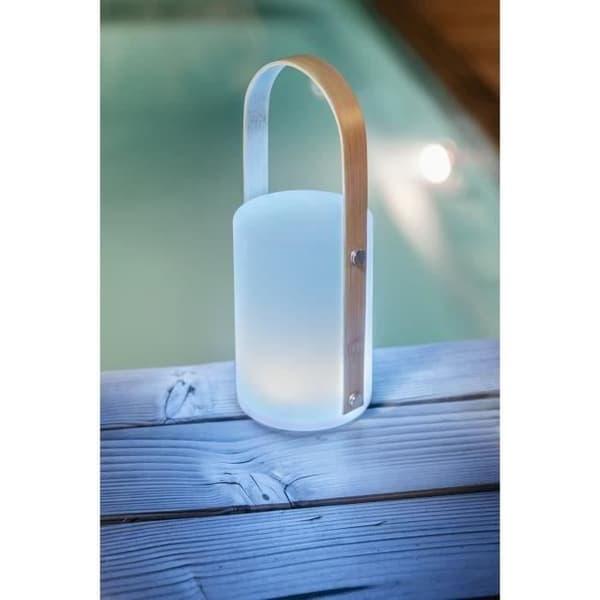 USB uppladdningsbar bärbar lykta - GALIX - Bambu/plast - 4 WRGB lysdioder - 1500mAh - Vit