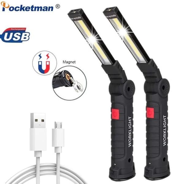 8000 lumen magnetiskt arbetsljus, USB-uppladdningsbar COB vattentät ficklampa 5 lägen Stor storlek Tr-lampa -WGHY2378