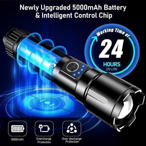 Ficklampa - LED - Ultra Kraftfull - 20000LM - Uppladdningsbar - IPX6 Vattentät