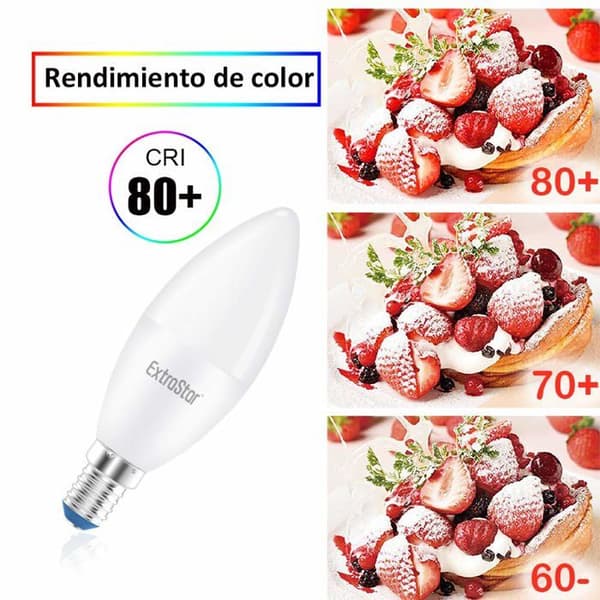 Extrastar - C37CB8-6 - Set med 6 LED-ljuslampor, E14,8 W motsvarande 64 W, 6500 K, kallvitt ljus. - C37 8W
