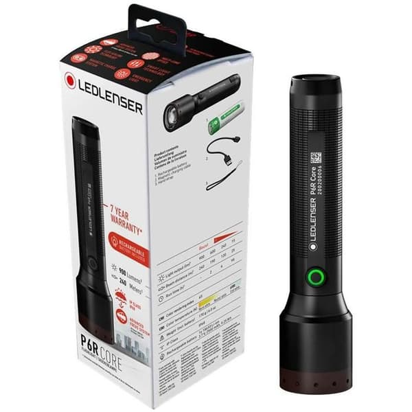 P6R Core Torch - Led Lenser - Laddningsbar ficklampa - 900 Lm - 240m - 95h