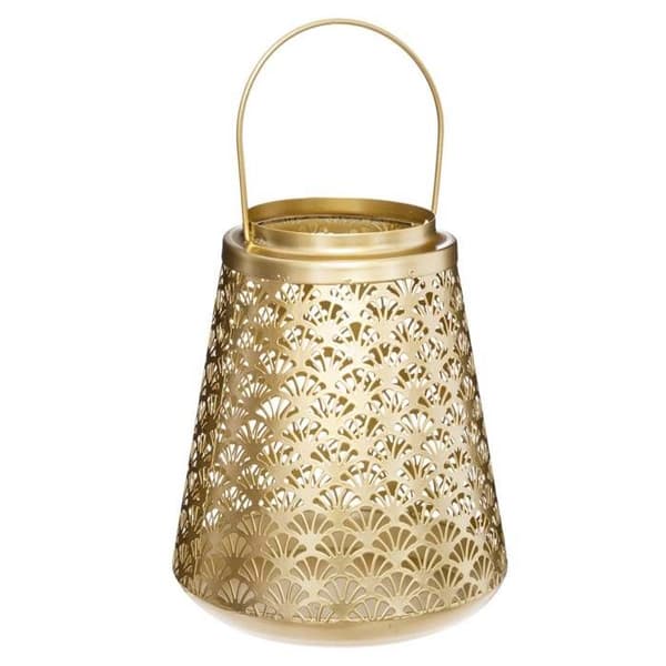 Lykta - ATMOSPHERA - Känns - Genombruten guldmetall - H19,5cm - D17cm