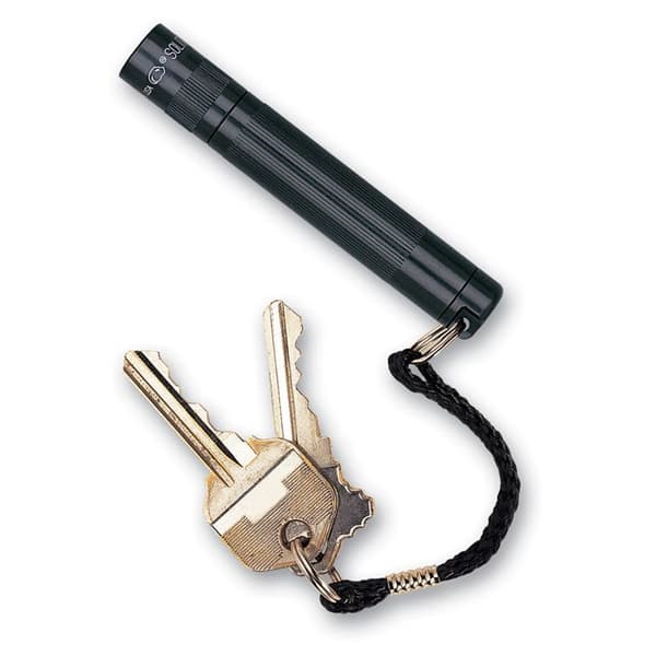 Svart solitär ficklampa levereras med LR03-batterier