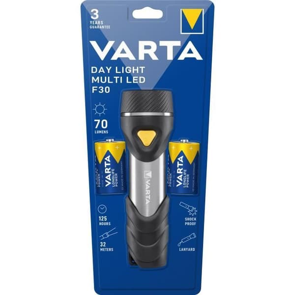 VARTA Aluminium Light F10 Pro ficklampa - 150lm - High Performance LED - 3 ljuslägen Svart, Silver, Gul