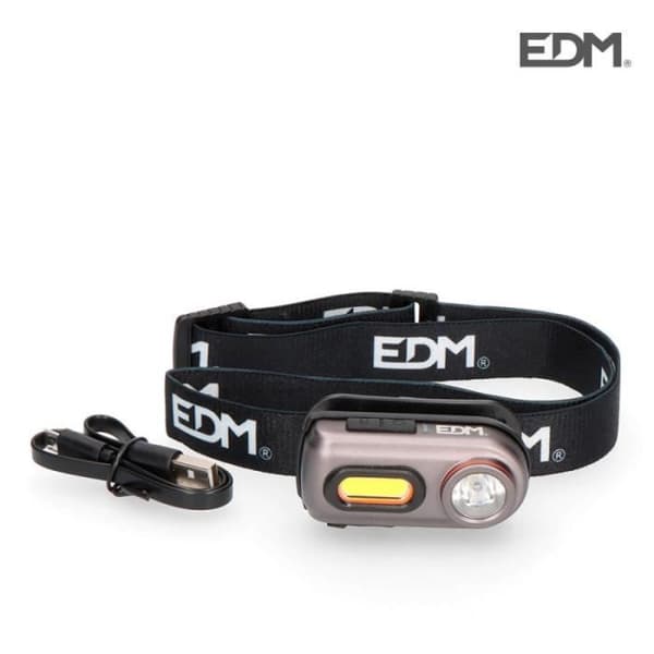 Ficklampa fram - edm - 400lm - Laddningsbar - Aluminium och plast - 5 lägen