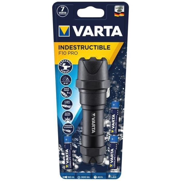 Ficklampa - VARTA - F10 PRO - 300 lm - IP67 - 3 AA-batterier inkluderade
