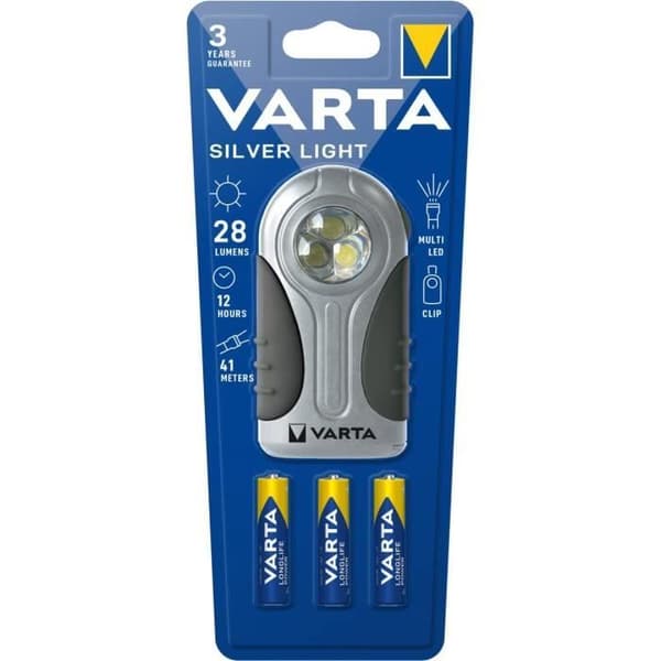 Silver Light led ficklampa + 3 AAA batterier