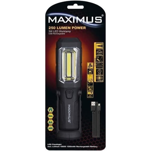 MAXIMUS Ficklampa multifunktionell uppladdningsbar 240lm 3W