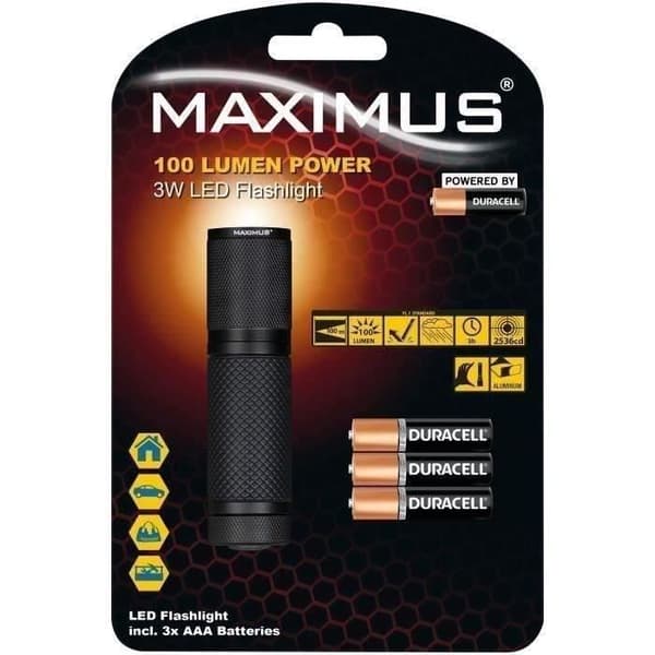 MAXIMUS Ficklampa gummi 3W 100lm