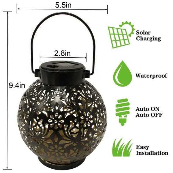 Solar Lantern Garden LED Dekorativ Outdoor Solar Lantern Vattentät IP44 utomhus Solar Lighting Trådlös Lantern Lamp