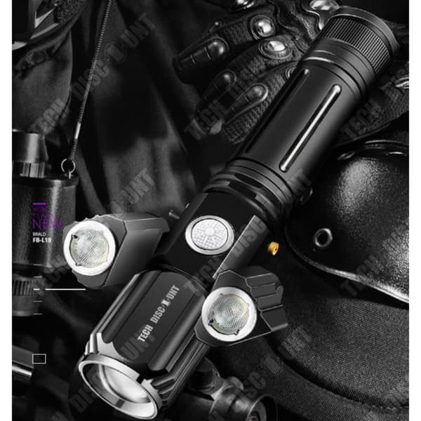 TD® Ficklampa ficklampa strålkastare cykel motorcykel led kraftfullt uppladdningsbart militärfordon antireflex fyrväxlad ljus