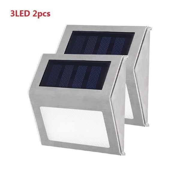 Solarlampa - J04CE - 3 LED - Rostfritt Stål - Utomhusbelysning - Trädgård