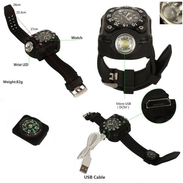 Ficklampa - LCC - 200 Lumen - 3W LED - USB Uppladdningsbar - 4 ljuslägen
