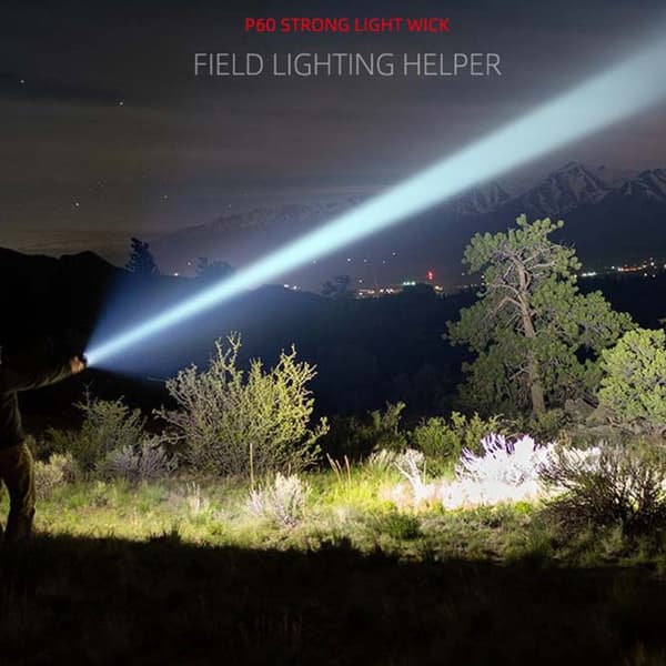 LED ficklampa starkt ljus dubbelknapp USB-laddning vandring camping bärbar vattentålig zoomljus