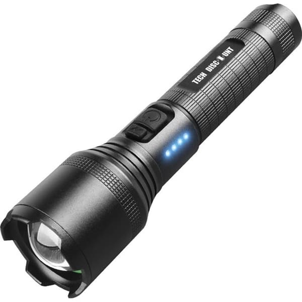 LED ficklampa starkt ljus dubbelknapp USB-laddning vandring camping bärbar vattentålig zoomljus