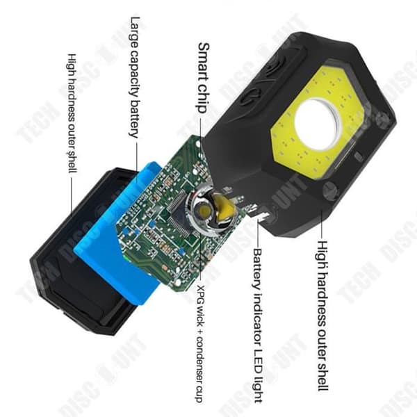 TD® cob sökarlampa induktionsficklampa bländande uppladdningsbar automatisk reparation fiskenattlampa monterad på
